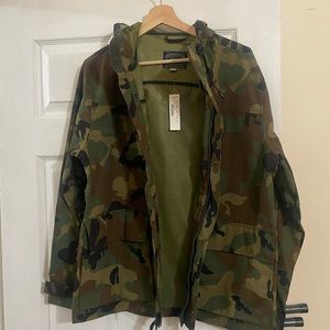 Hooded Camo Men Raincoat, J.Crew